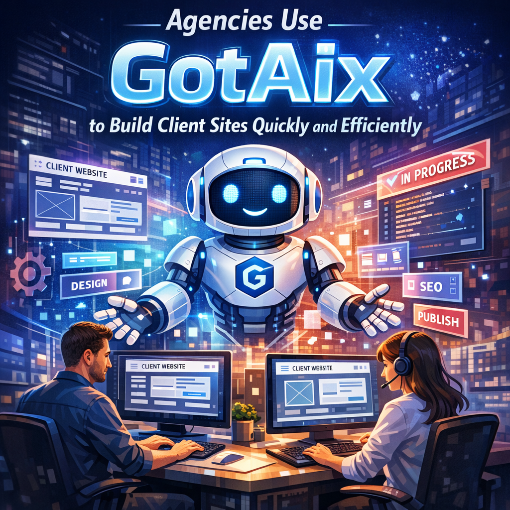 AI platform GotAIx displayed on a computer screen, showing tools used for quick web development.