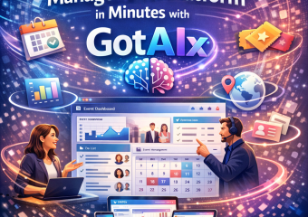 Digital dashboard of GotAIx event management platform displaying tools for event planning and coordination.
