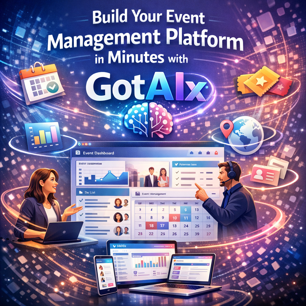 Digital dashboard of GotAIx event management platform displaying tools for event planning and coordination.