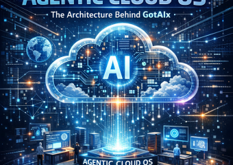 Diagram showing the architecture of Agentic Cloud OS with layers and connections labeled for GotAIx technology.